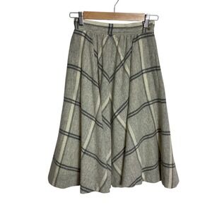 Liz Claiborne Vintage 80s 4P Plaid A-Line Skirt Gray Classic Timeless Retro